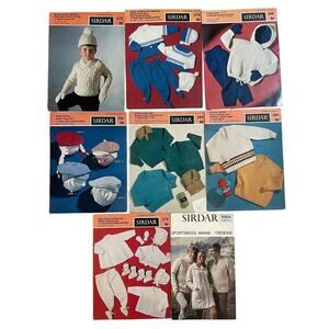 Sirdar Knitting Patterns Mid‎ Century Adults Childrens Baby Clothes Lot 8 VTG